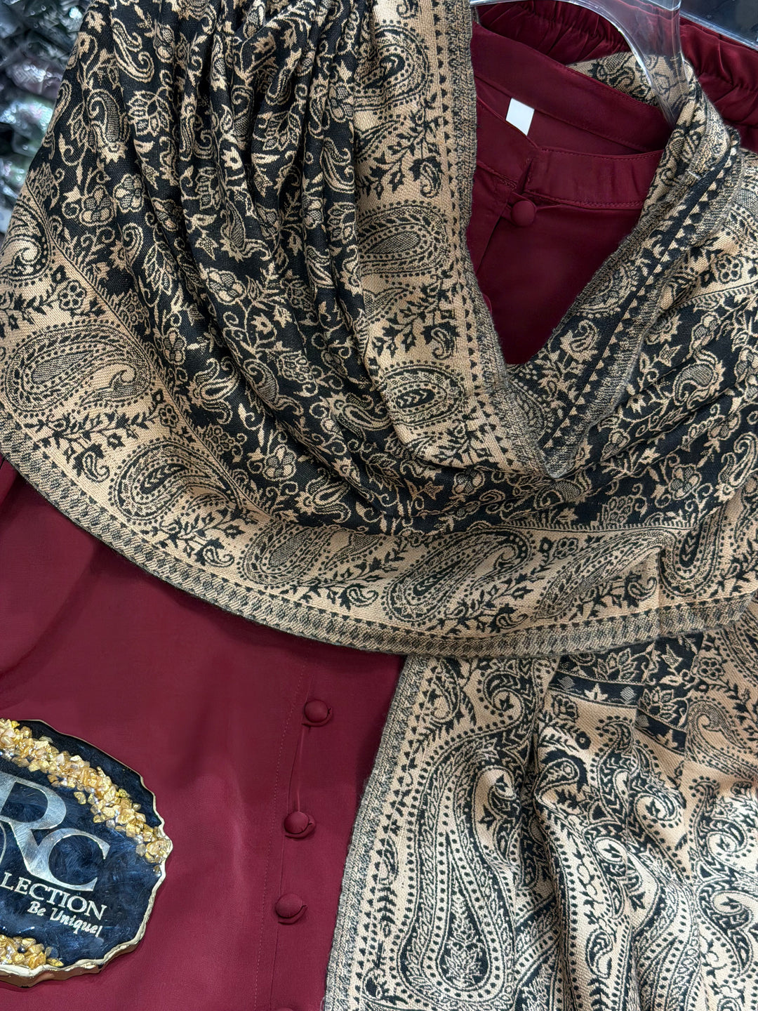 Pashmina shawl sets maroon