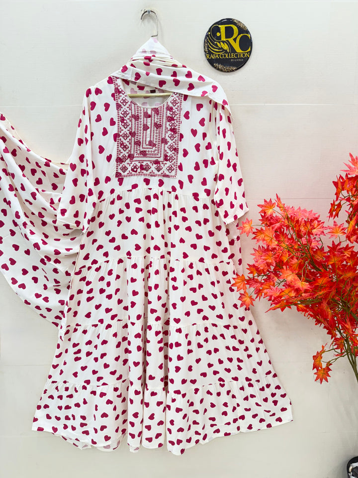 Rayon Heart printed Gowns