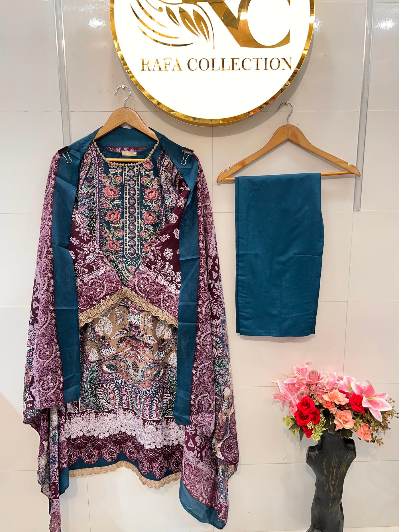 Semi cotton Embroided suits 2351