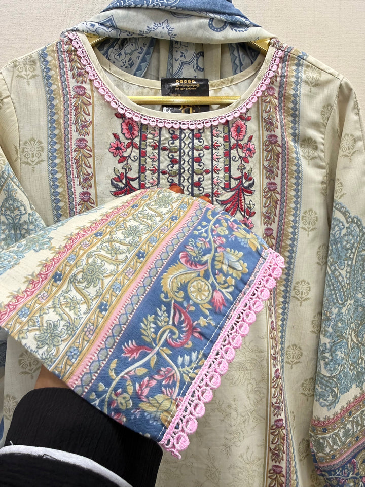 Semi cotton embroidered suits 2823