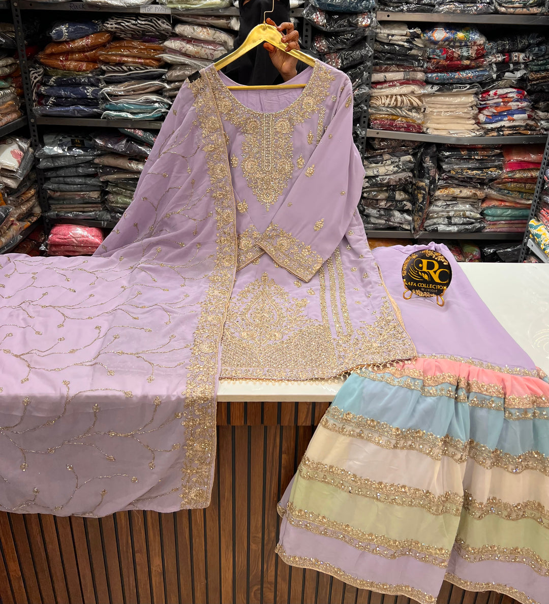 Pakistani tri color Garara suit 2749