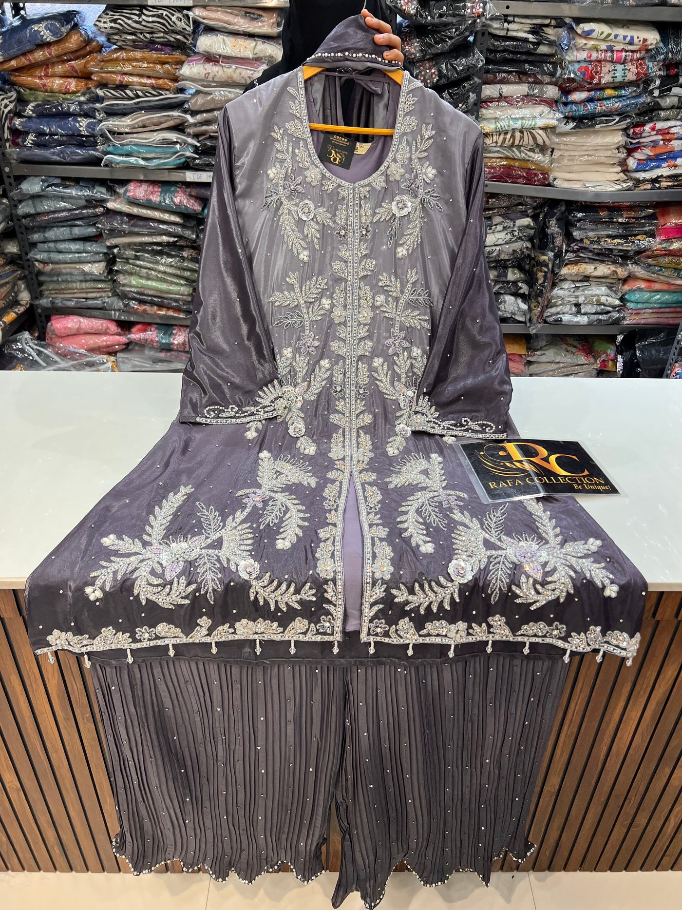 Bridal Elegance Pearl-Work Kurti & Plazzo Set 2817