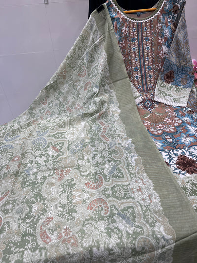Semi Cotton embroided suits 2115