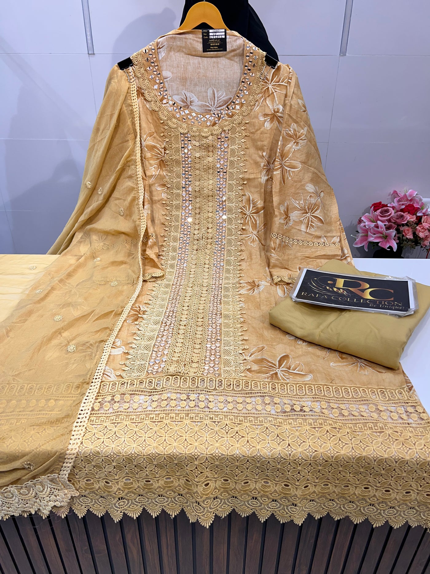 Cotton mirror work suit 672806