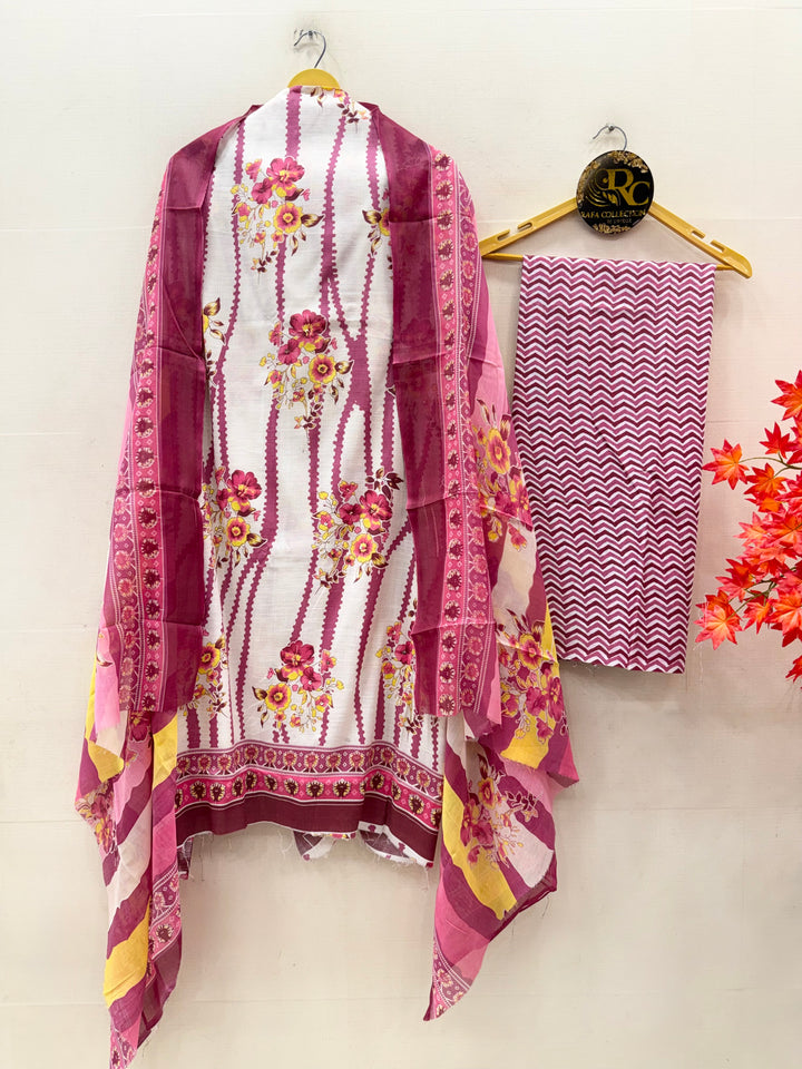 Semi Cotton Unstitched Suits