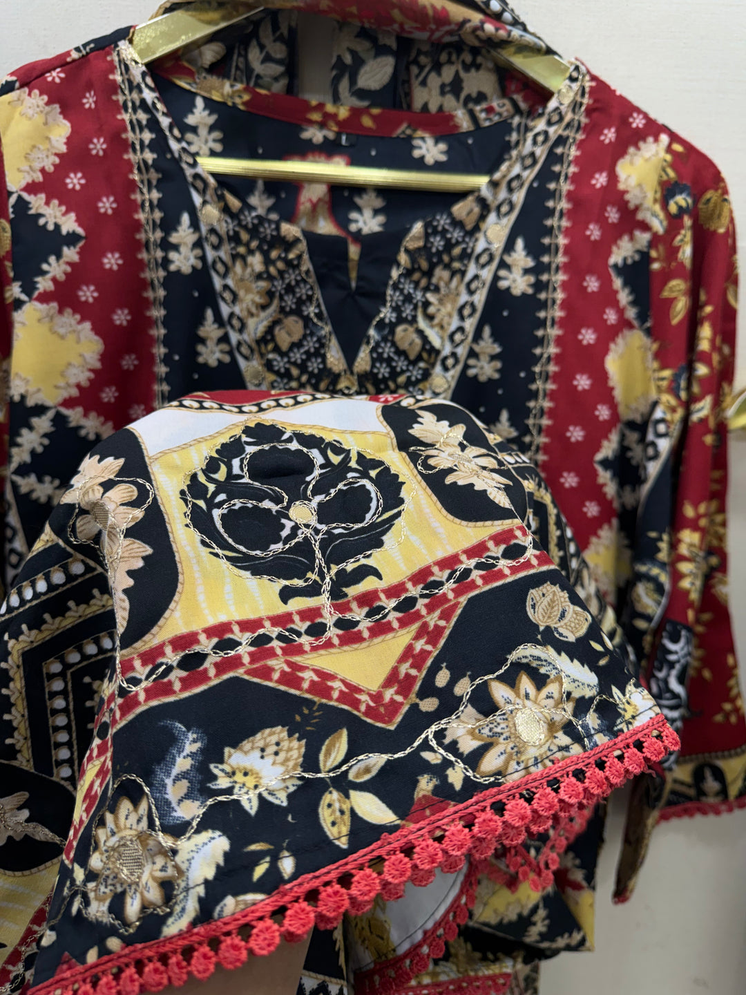 Semi cotton embroidered suits 5038