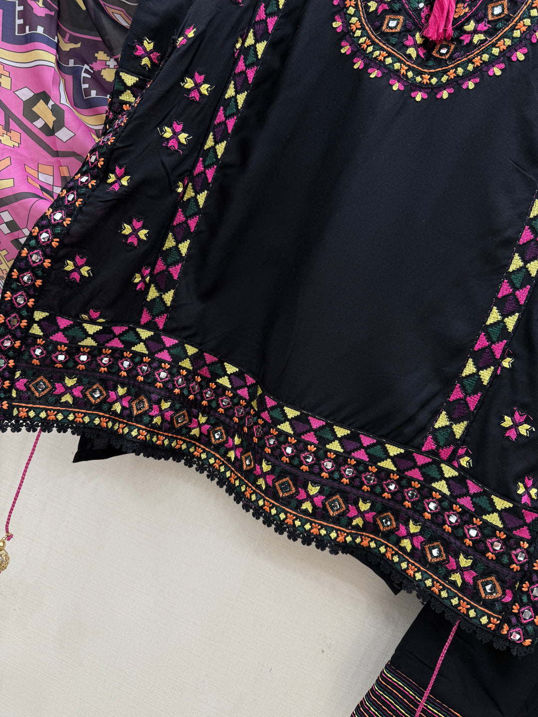 Embroidered multi color Farshi suits