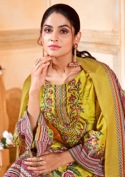 Semi Cotton embroided suit 1541