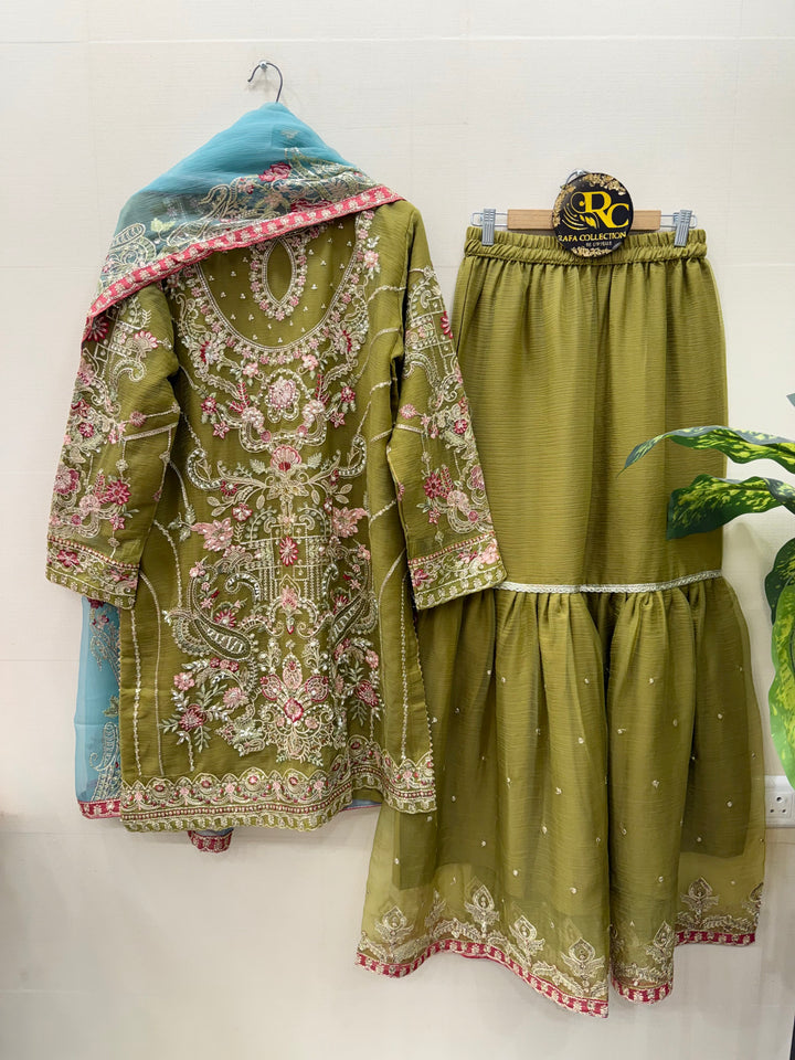Pakistani shiffon Garara suits for women  7018