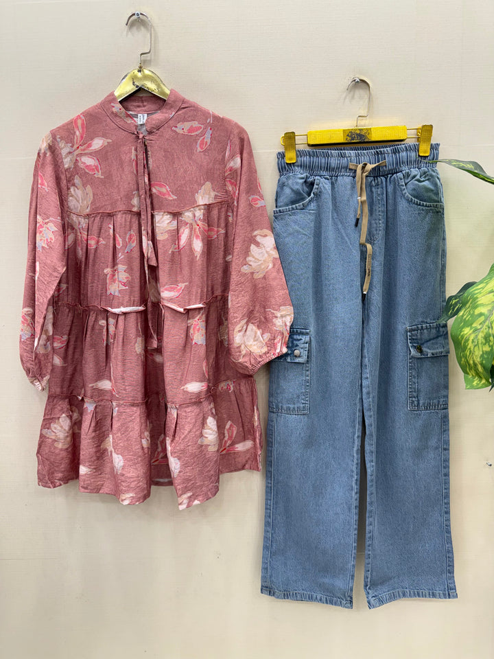 Korean denim cargo Sets