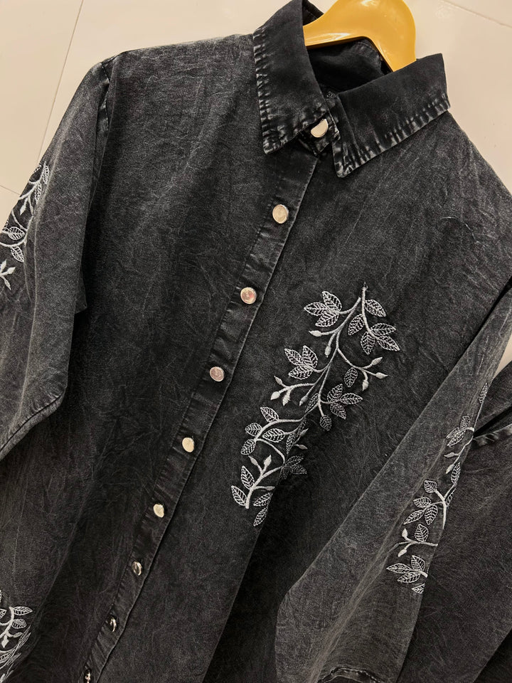 Denim embroidered co-ord sets