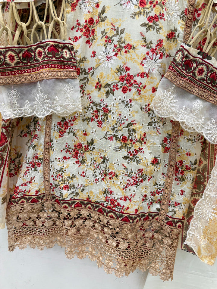 Cotton embroided farshi suits