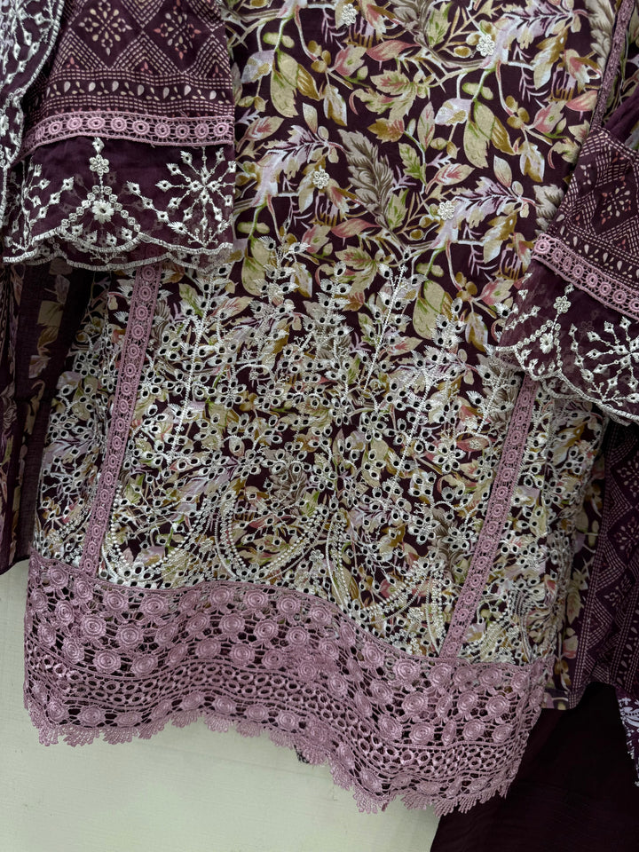 Cotton embroided farshi suits
