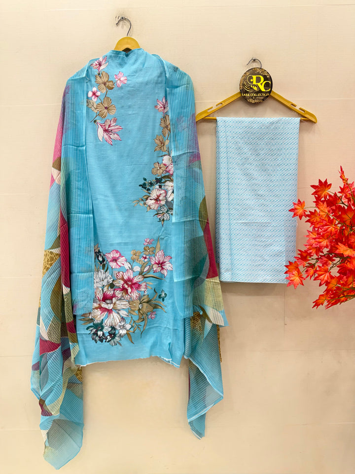 Semi Cotton Unstitched Suits
