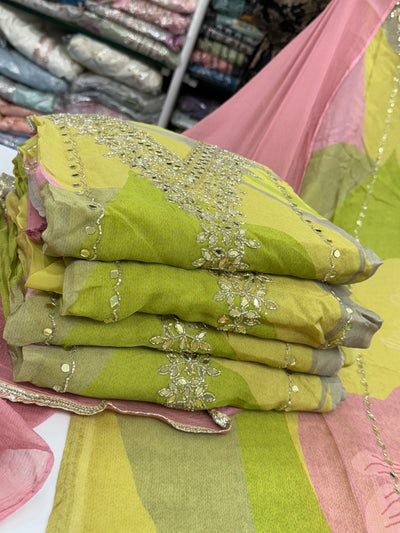 Organza handwork suit 2577