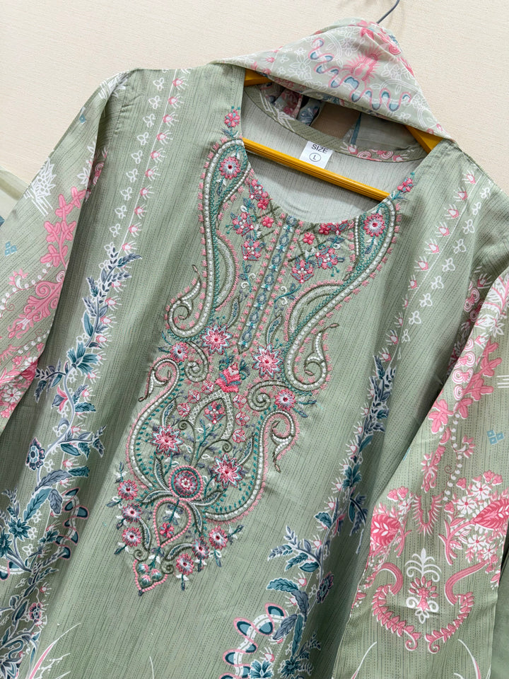 Semi cotton embroidered suits