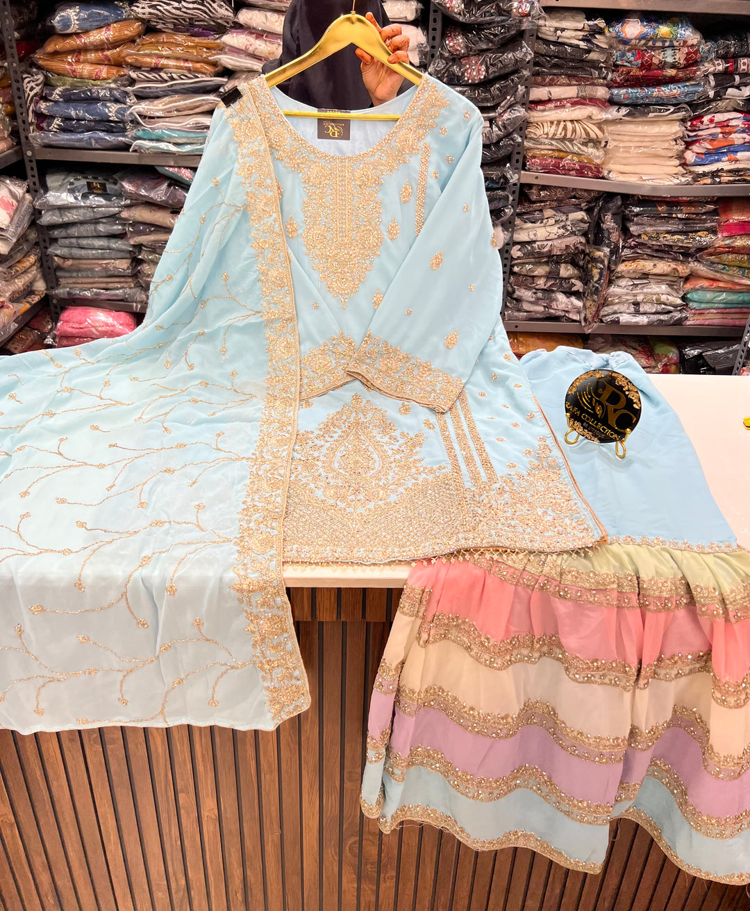 Pakistani tri color Garara suit 2749