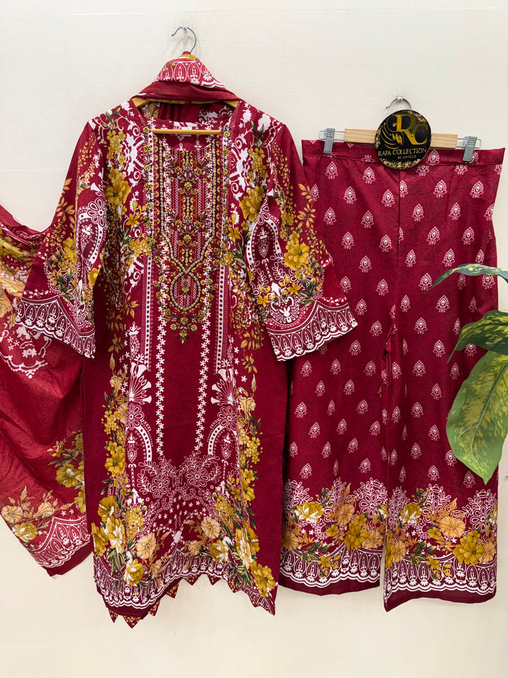 Semi cotton embroidered suits