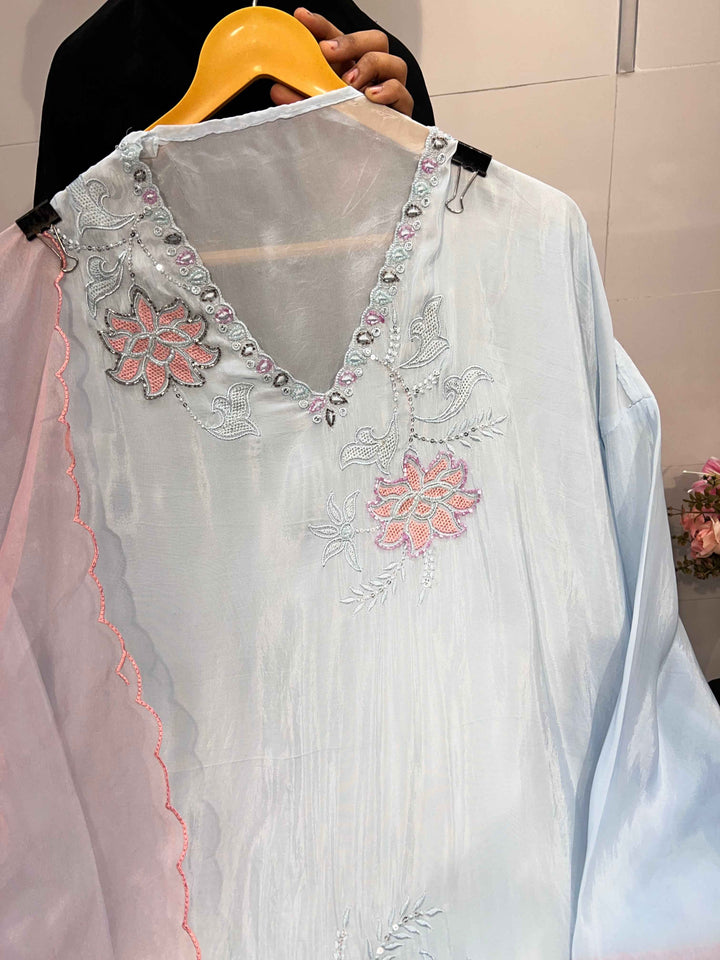 Glass organza handwork suit 2239