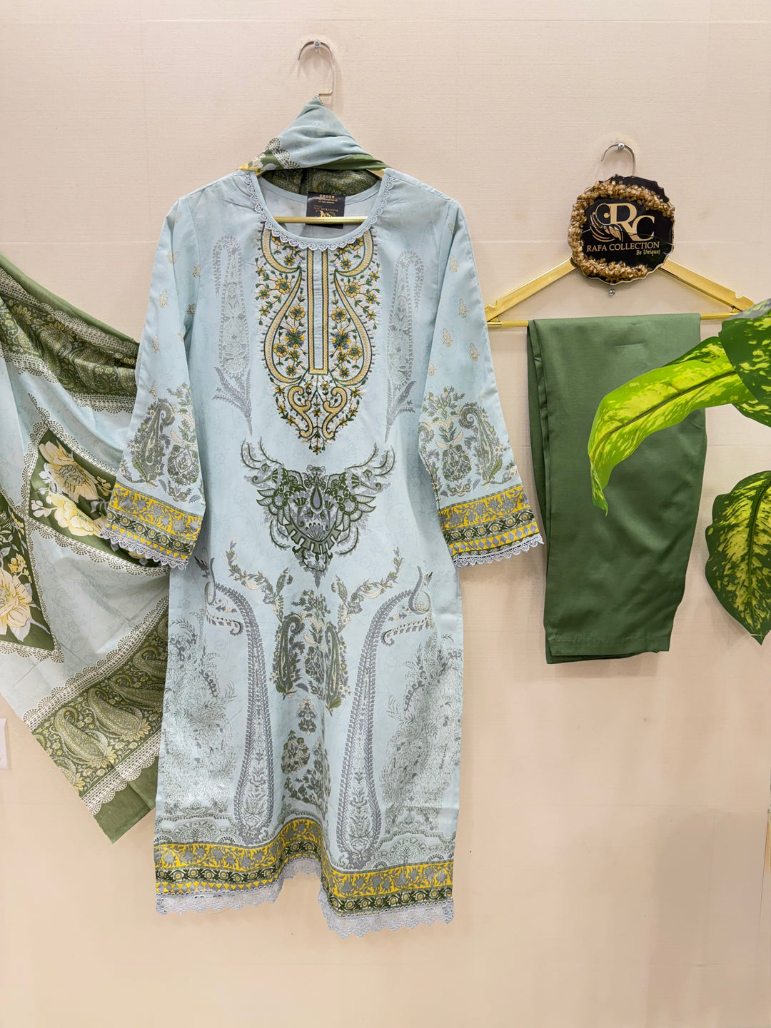 Semi cotton embroidered suits 2823