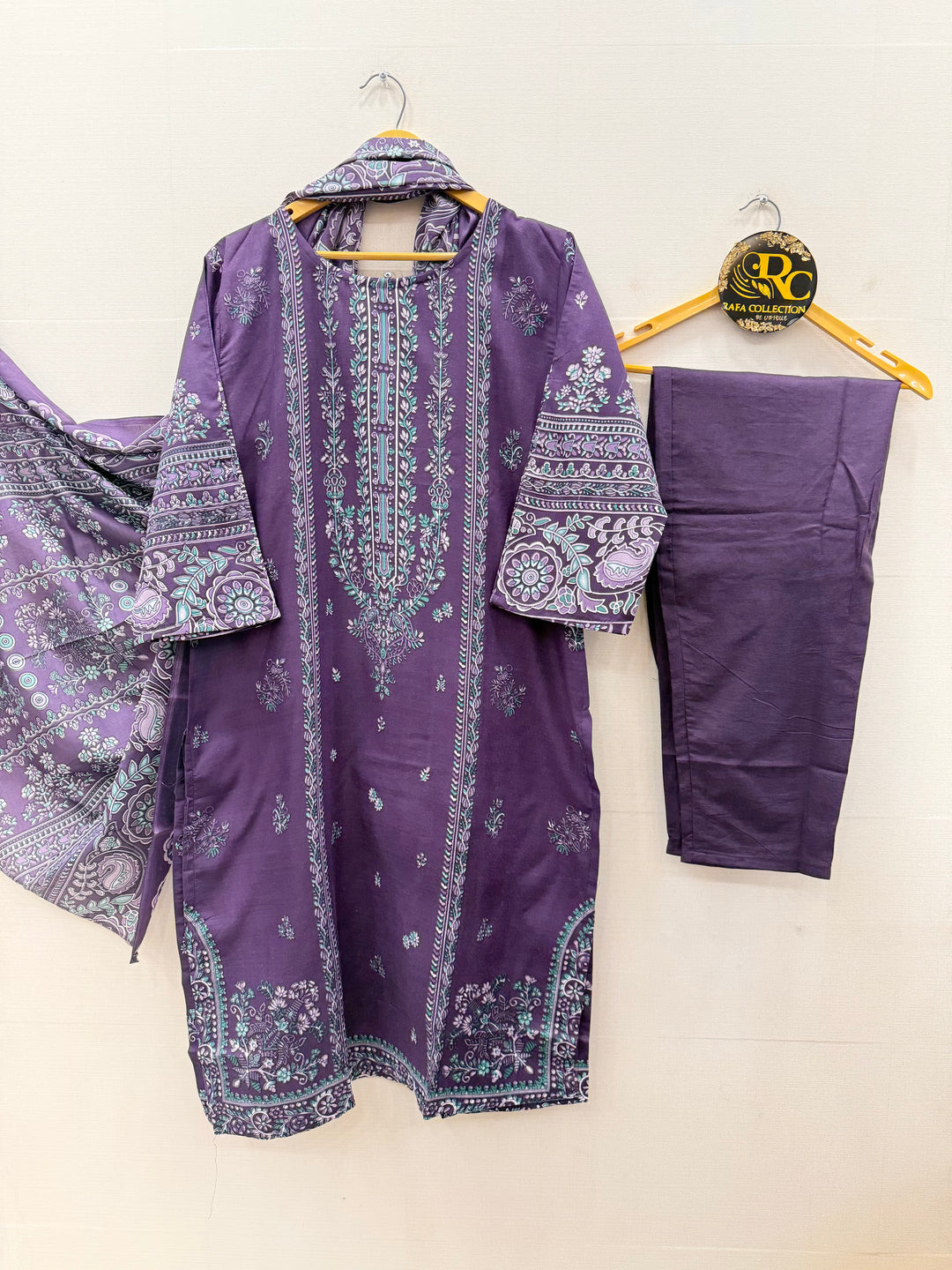 Semi cotton printed suits 5747