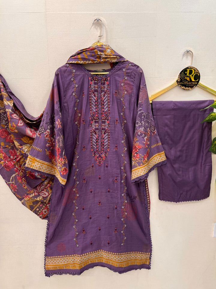 Cotton embroided suits