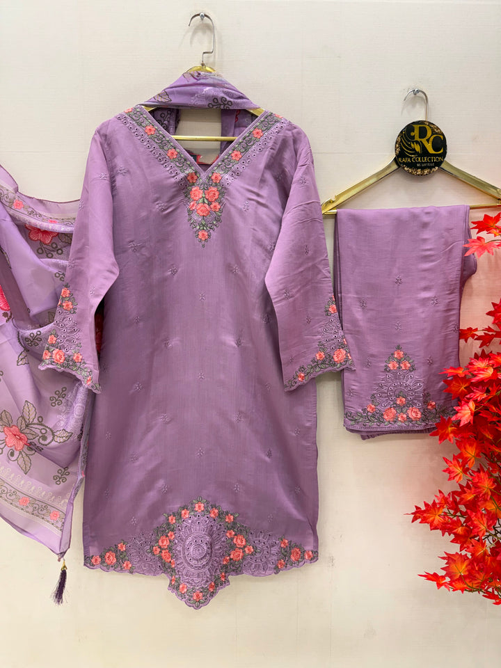 Cotton embroidered suits