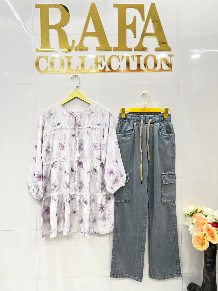 Korean denim cargo Sets