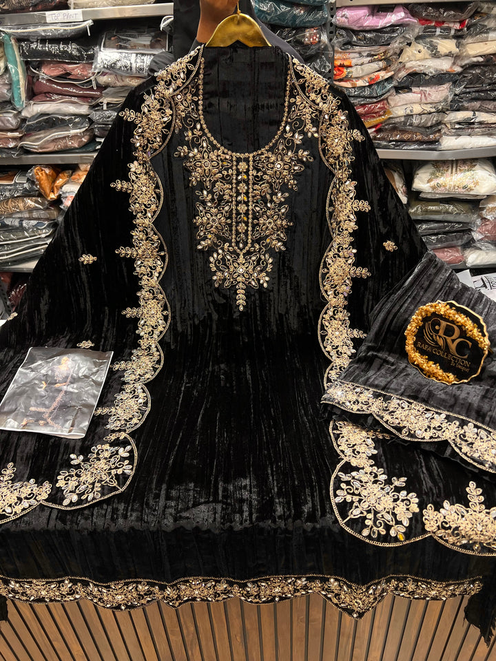 Crush Velvet unstitched suits 2903