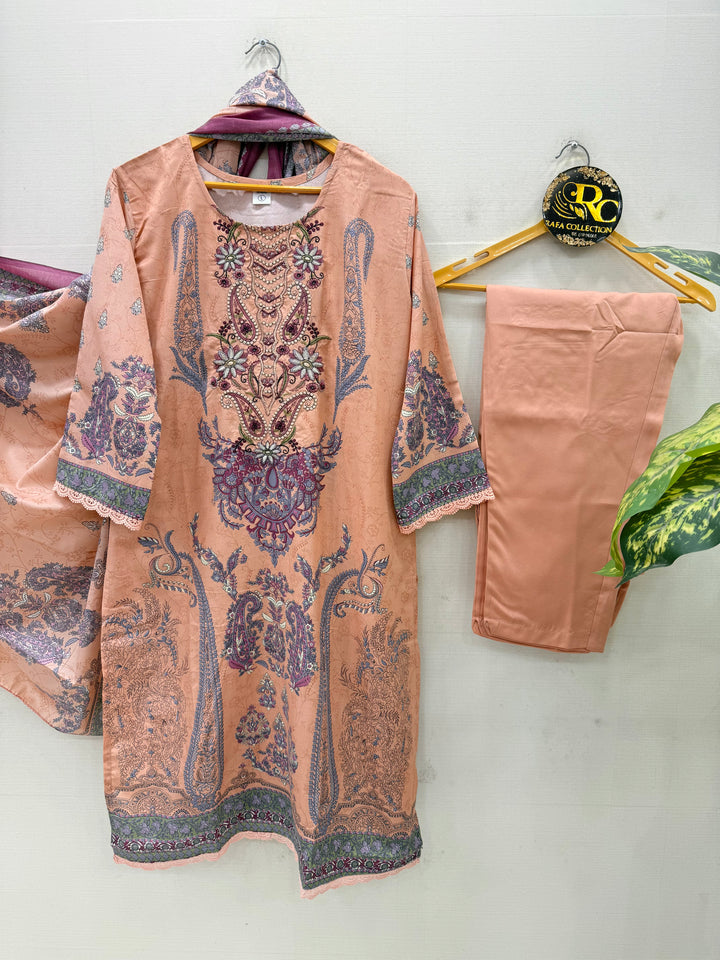 Semi cotton embroidered suits