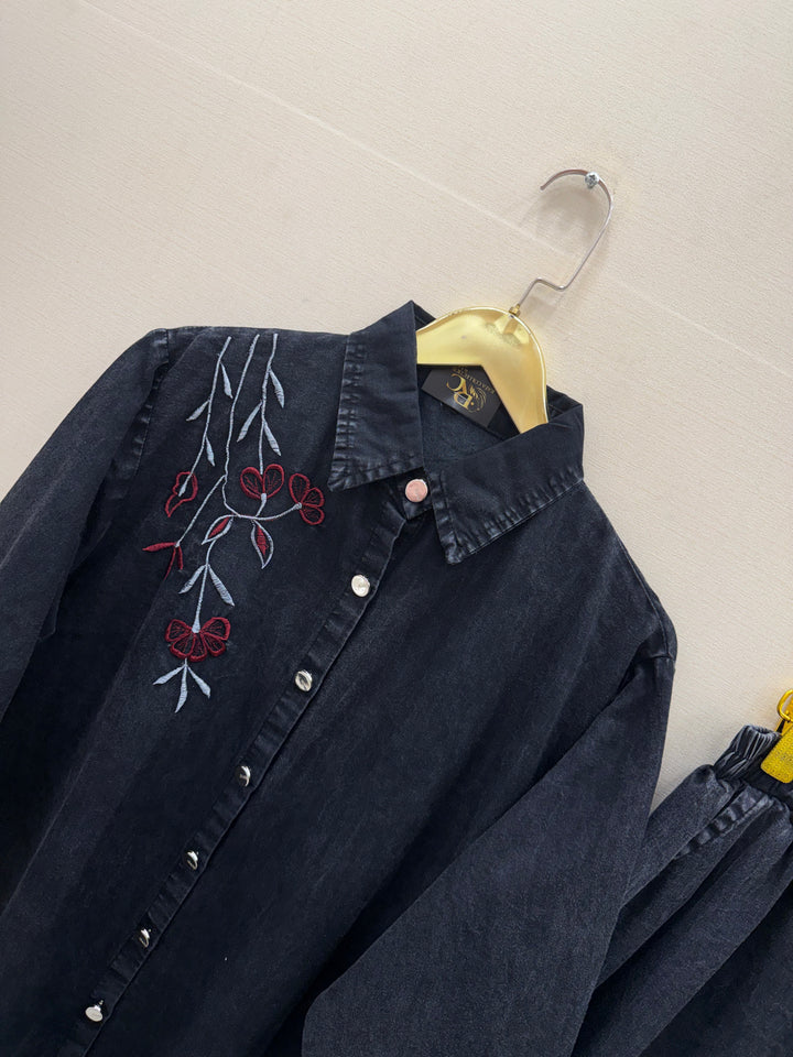 Denim embroidered co-ord sets