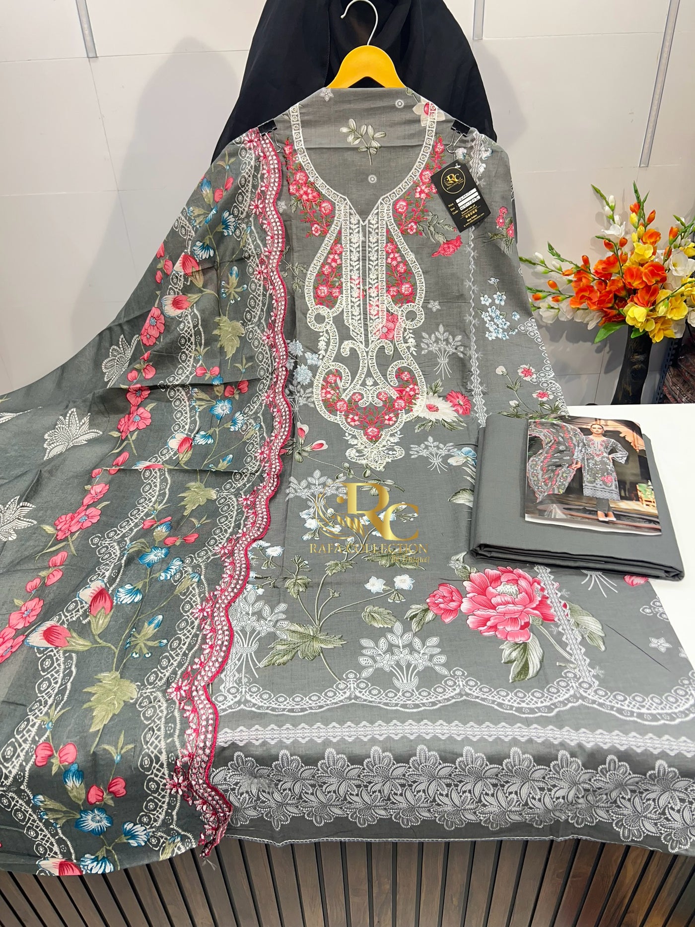 Cotton embroided dupatta collection 1707