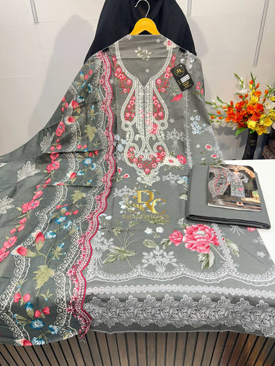 Cotton embroided dupatta collection 1707