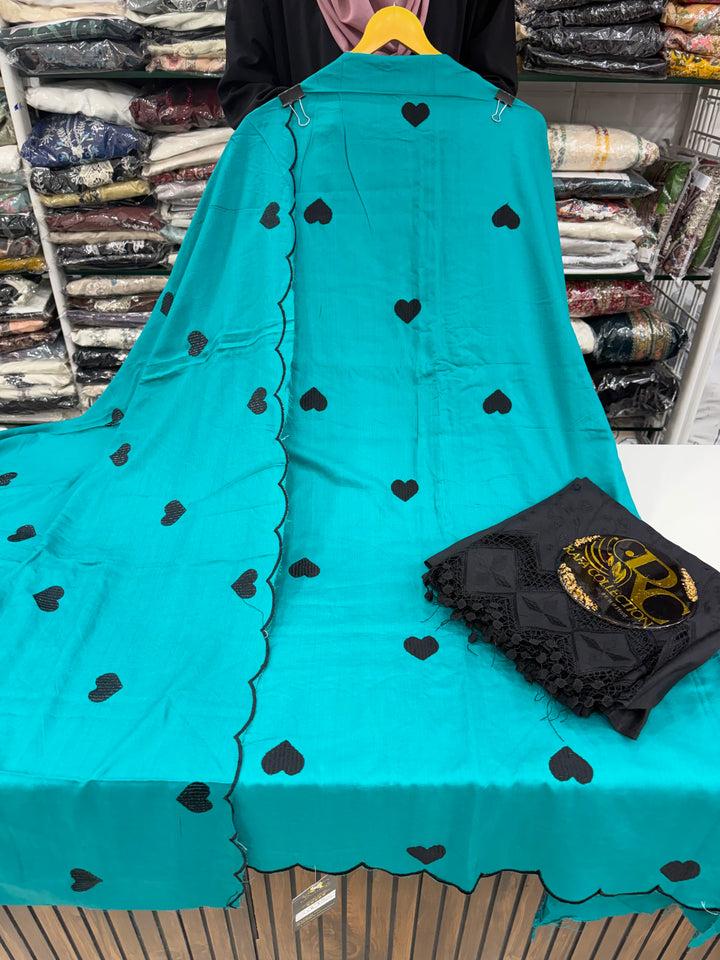 Heart Embroidered Unstitched Suits