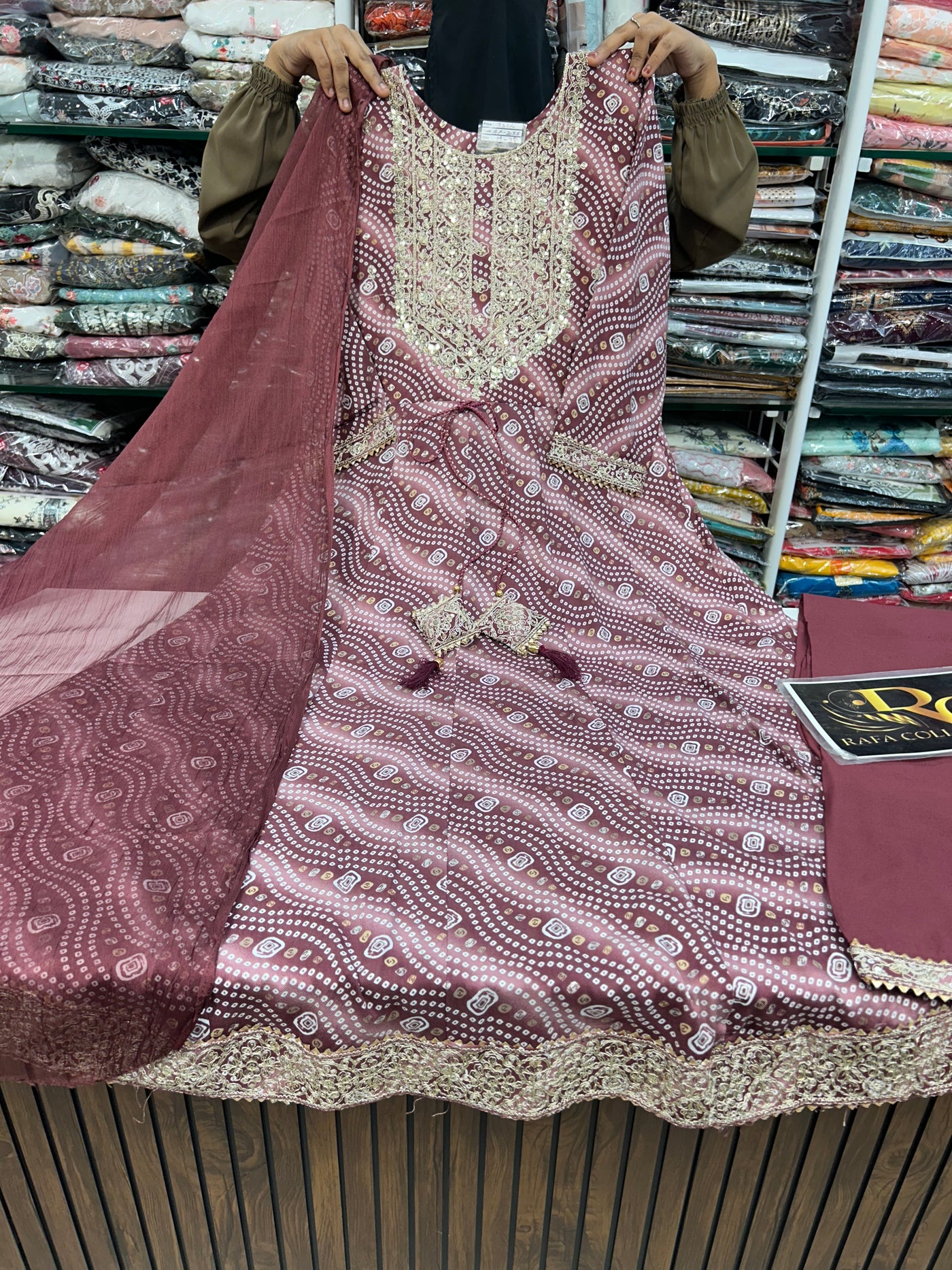 Bandhni Print Gown suit 2055