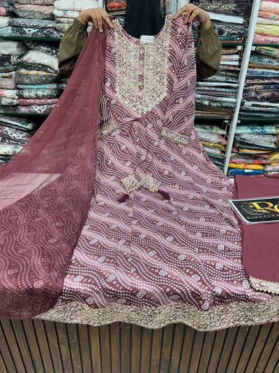 Bandhni Print Gown suit 2055