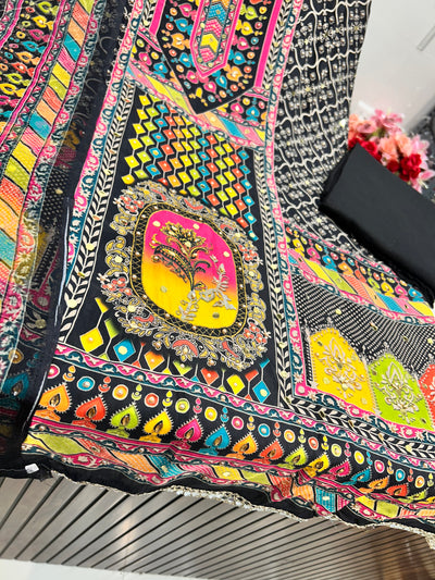 Black Multi Colour Suit 1752