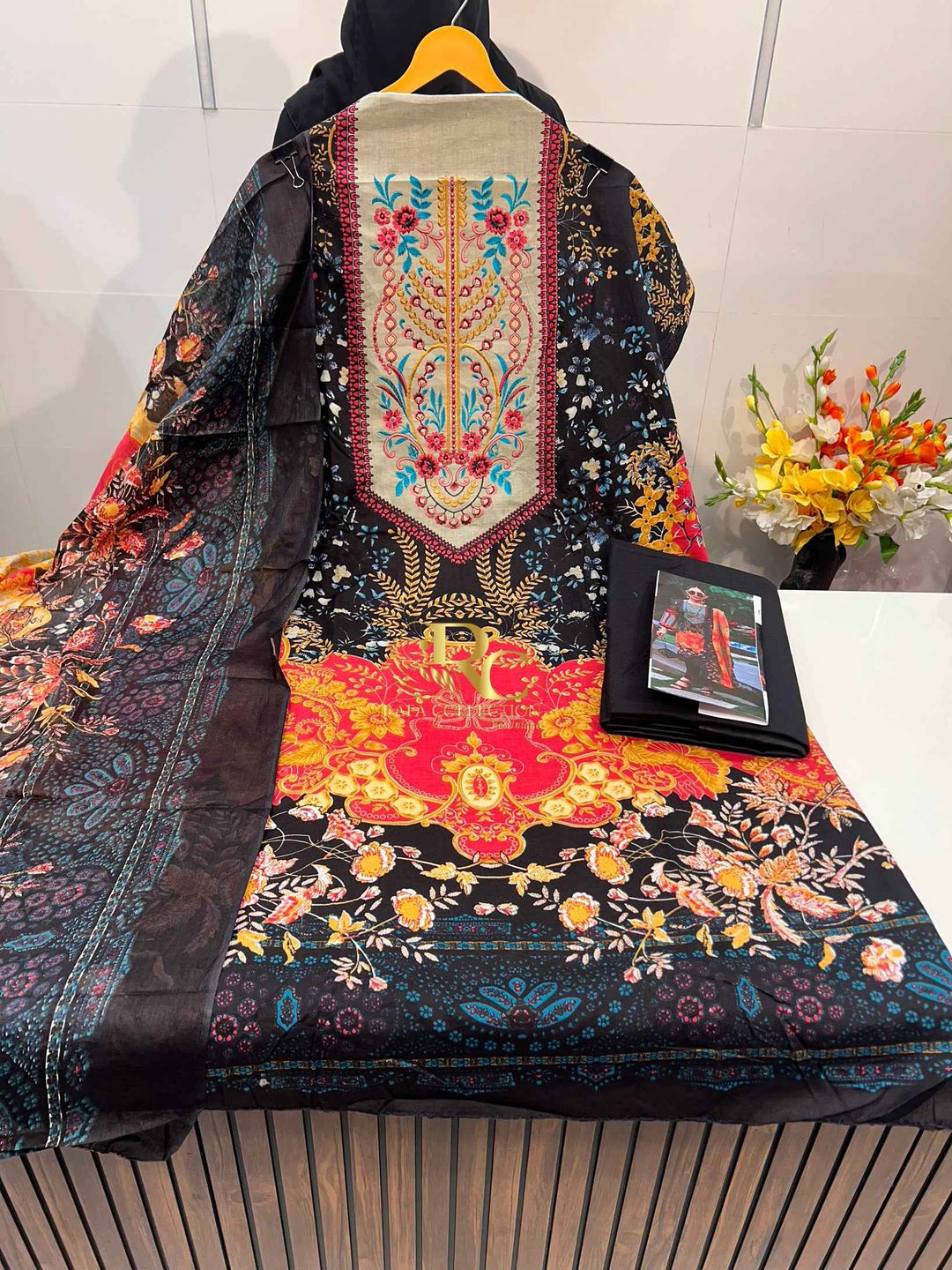 Cotton Embroidered Suit 3015