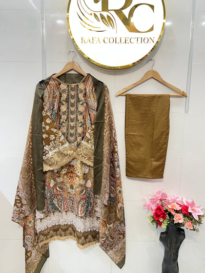 Semi cotton Embroided suits 2351