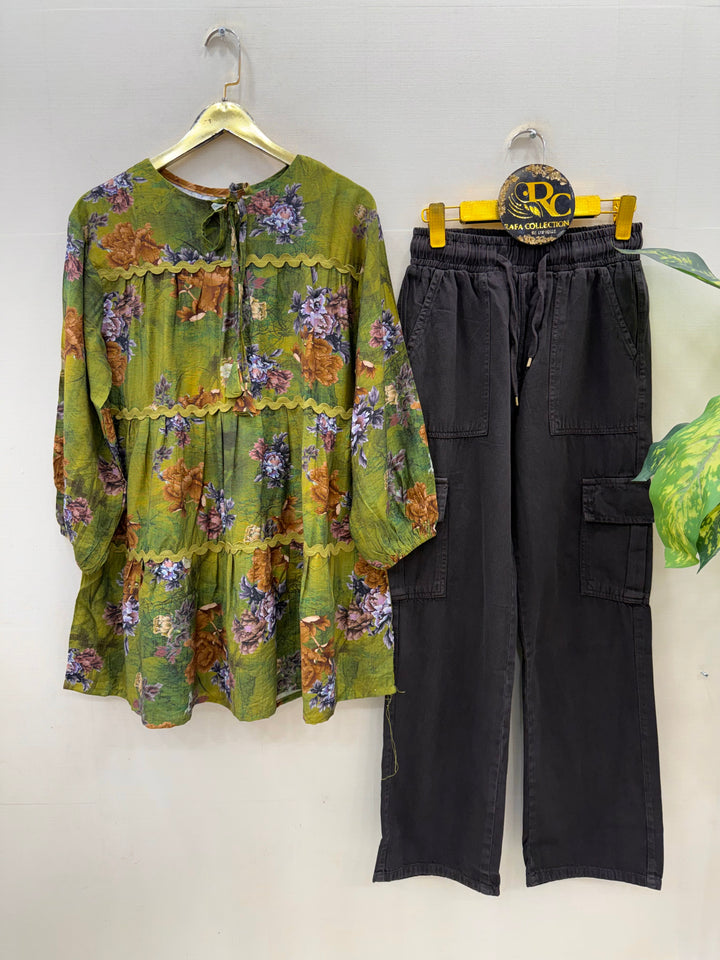 Korean denim cargo Sets