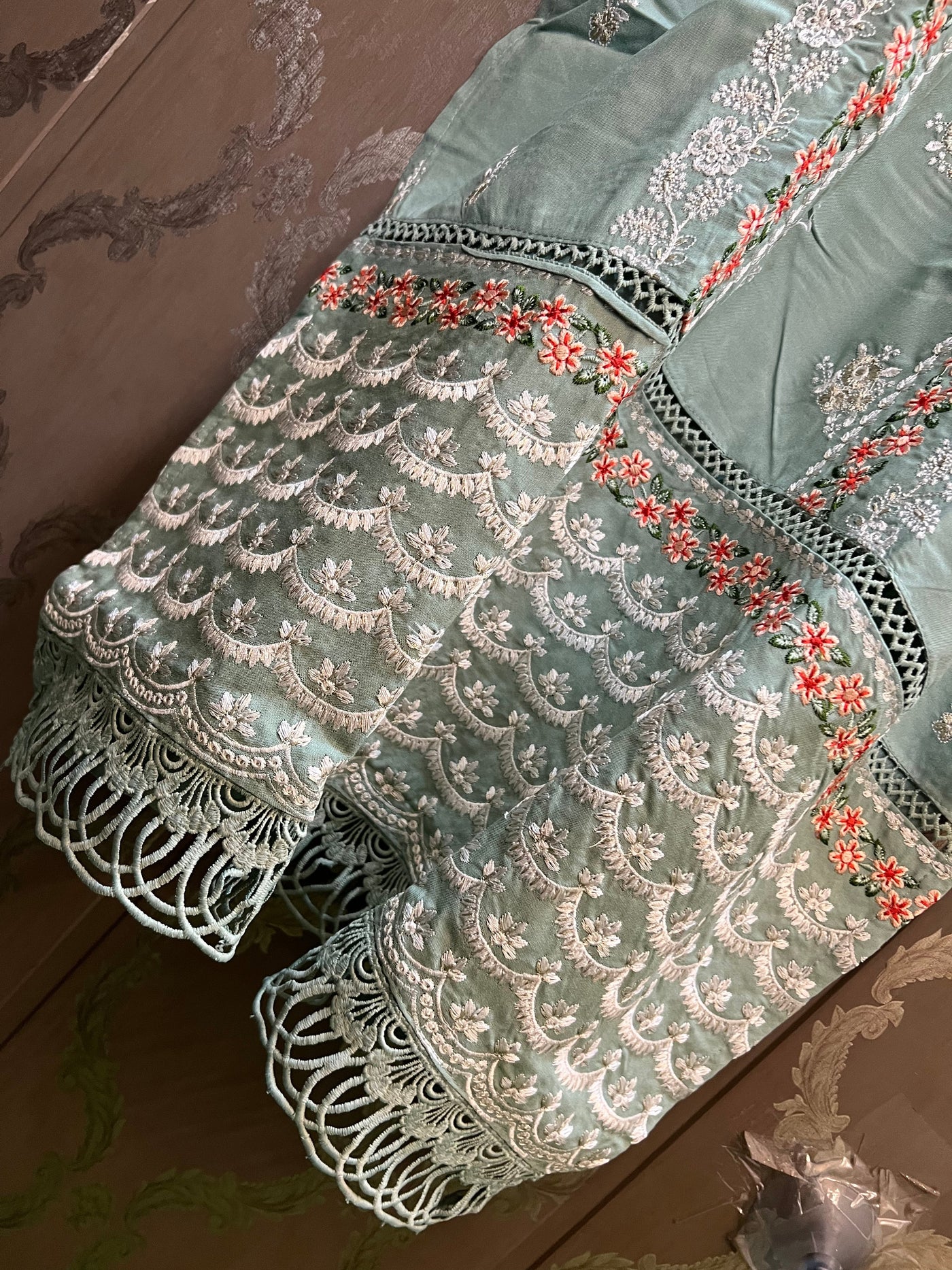 Embroided kurti pant suit 530