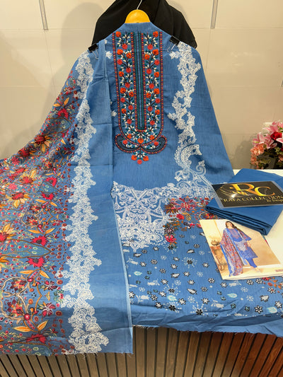Semi Cotton embroided suit 2102