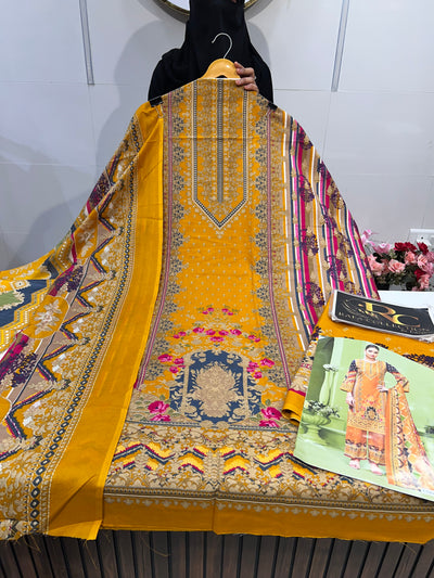 Semi Cotton Unstitched Suit 1895