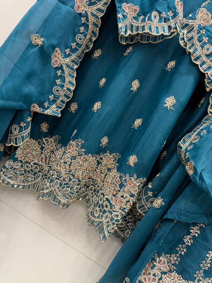 Party wear flaired plazzo suits