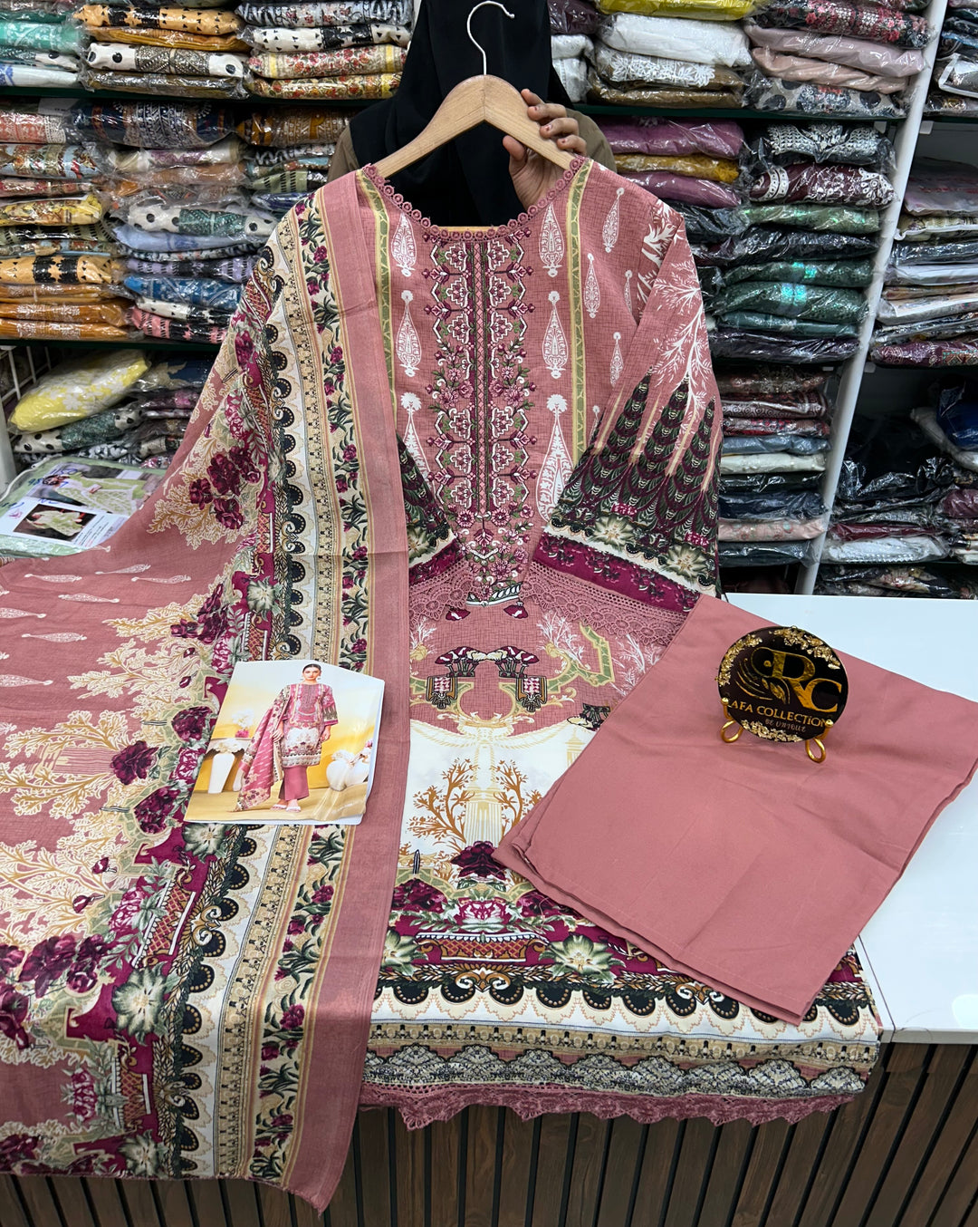 Semi cotton embroidered suits 2835