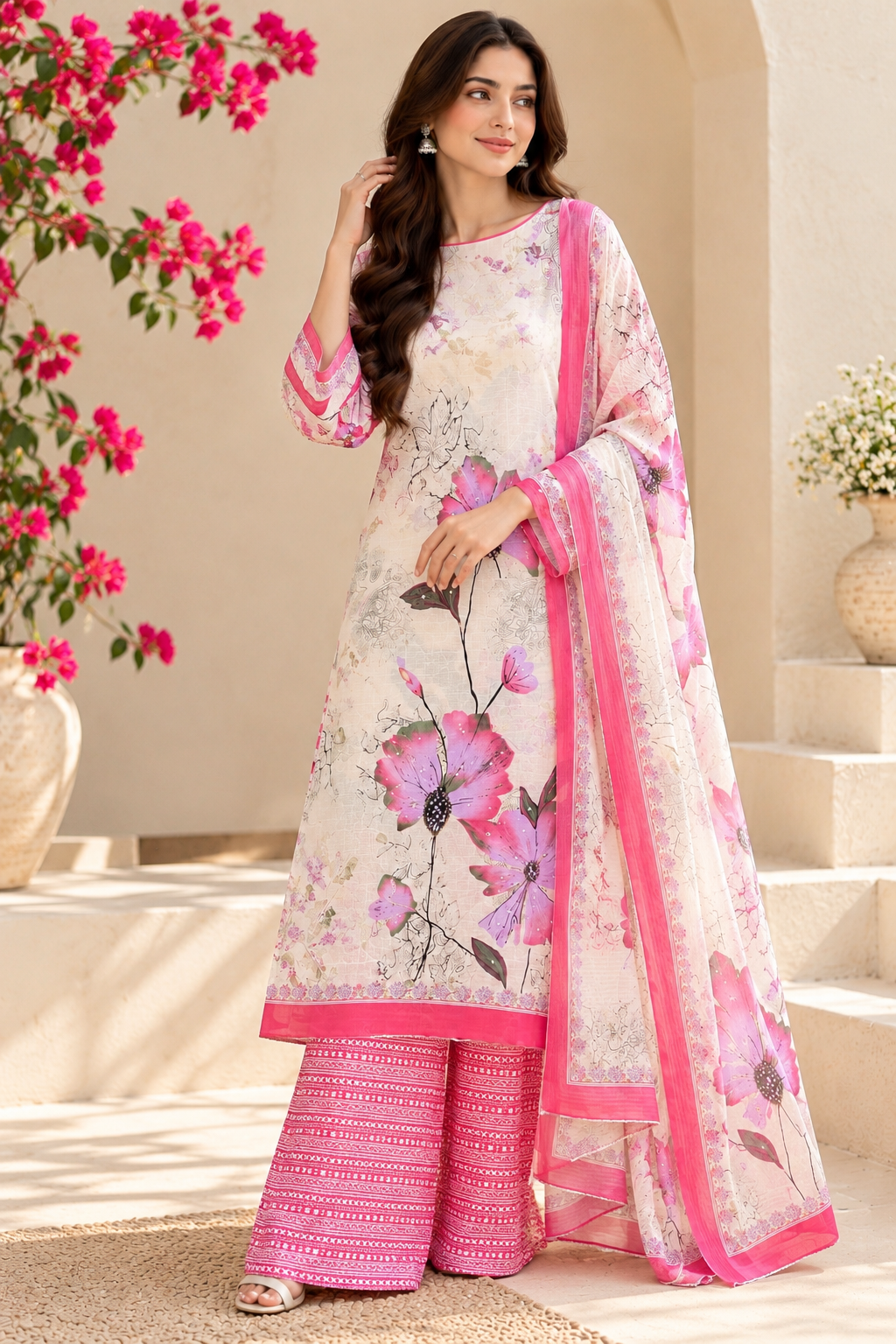 Semi Cotton Unstitched Suits