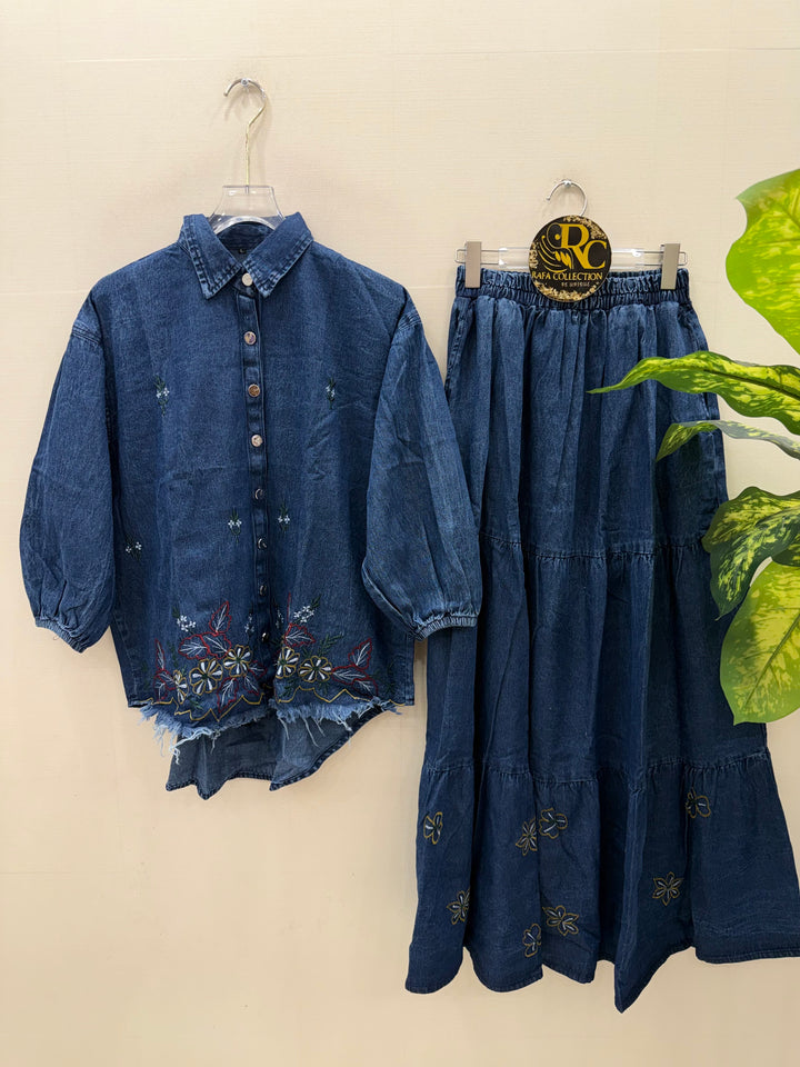 Denim skirt sets