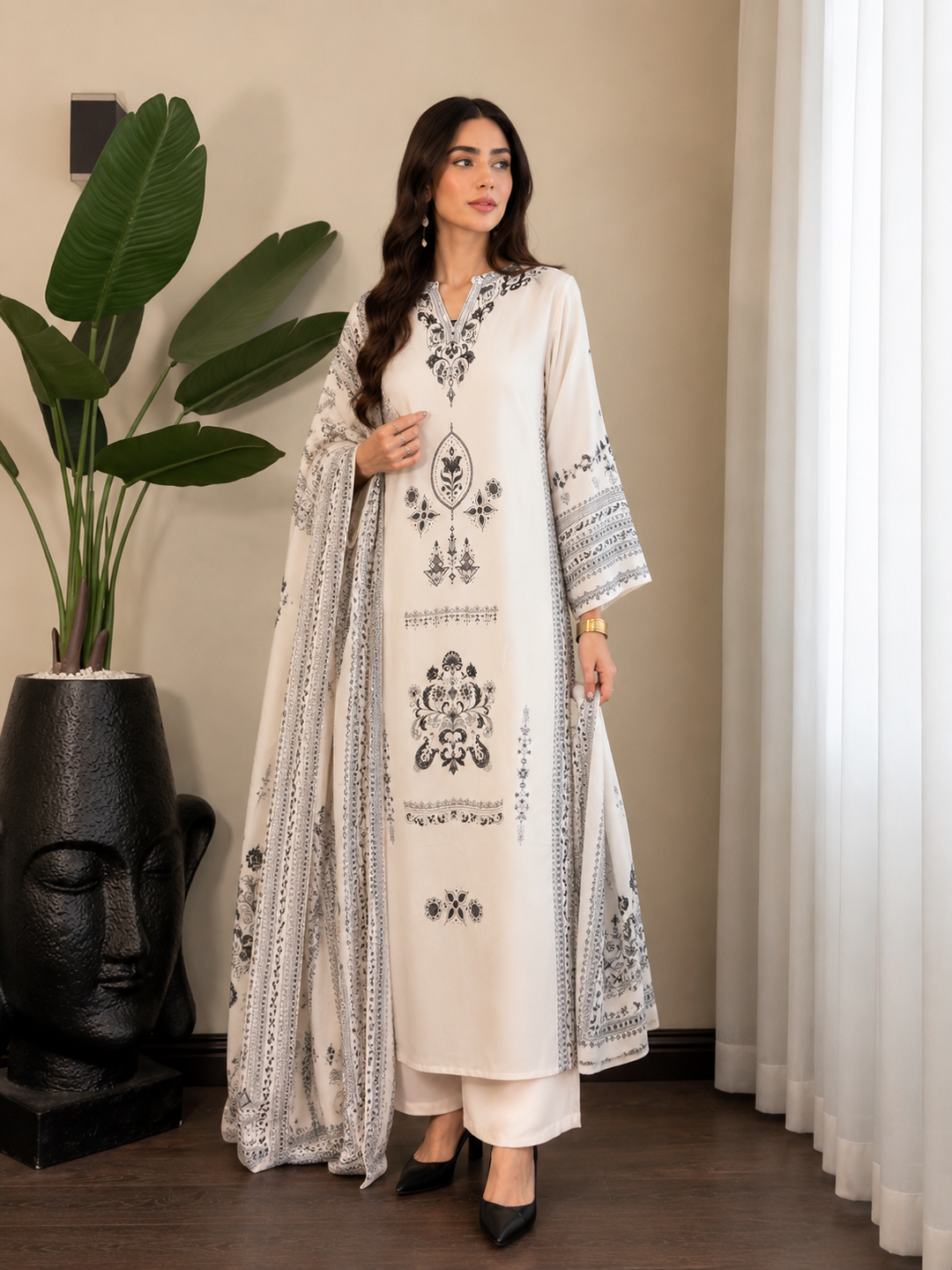 Printed pakistani long kaftans