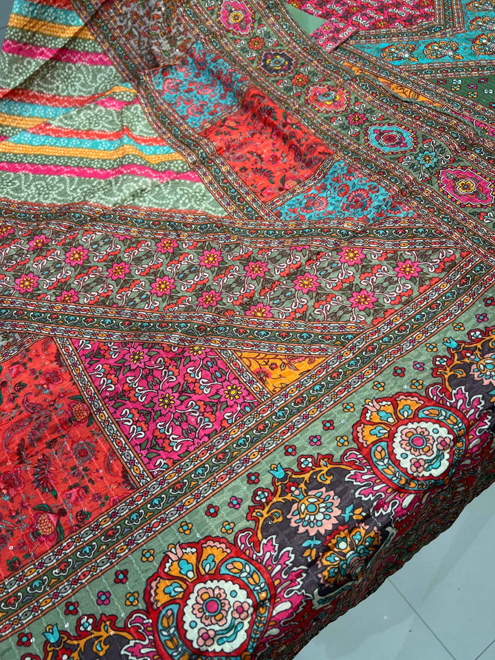 Multi colour kurti pant set 1989