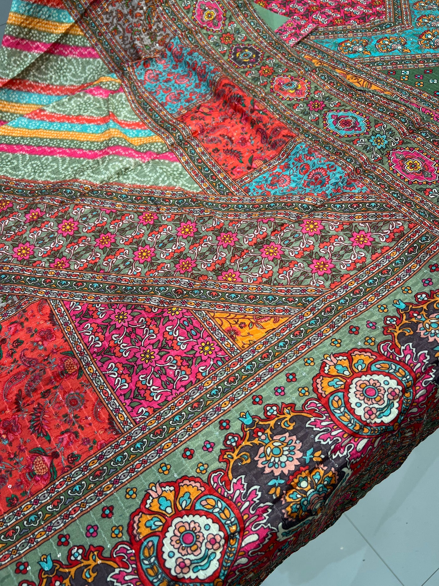 Multi colour kurti pant set 1989